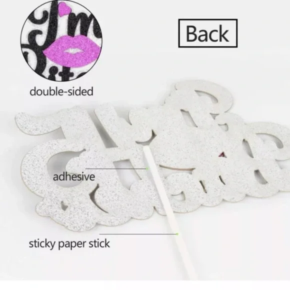 45th Birthday Cake Topper - I'm 45 Bitches Lips Glitter Decoration 3.5” X 5.7” - Picture 3 of 7